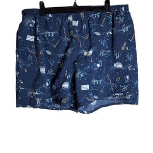 Patagonia Men's Baggies swimsuit  XL Blue Hiking Theme Bermuda Casual